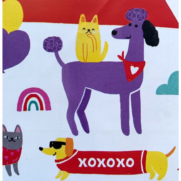 Hallmark Valentine Hugs Kisses XOXO Cute Pets 20"x30" Gift Wrap Set NEW NIP - Picture 4 of 8